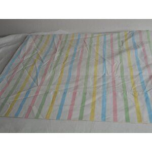 Vintage Wamsutta 50/50 cotton poly striped Yellow Green Pink Standard Pillowcase